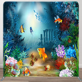 Aperturee - Aperturee Colorful Undersea World Birthday Pillow Case Backdrop